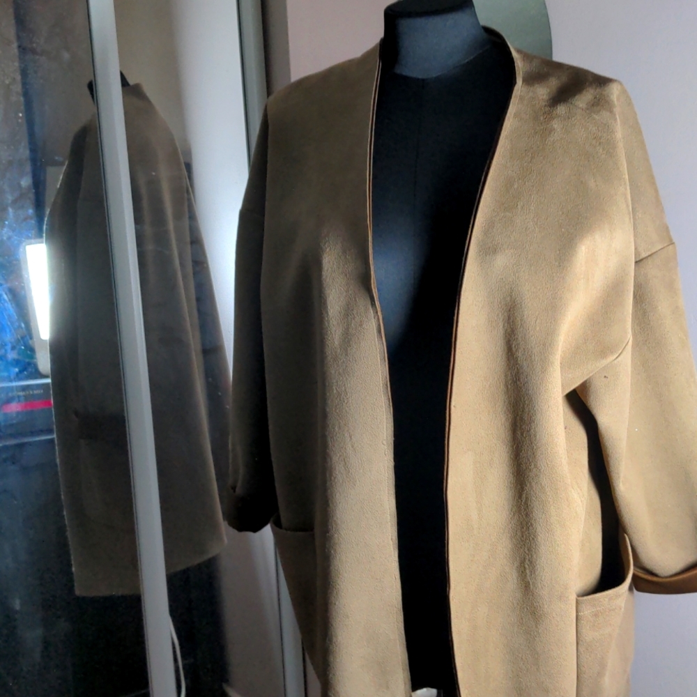 Zara beige ultrasuede jacket